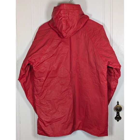VTG 90s Misty Harbor Red Rain Coat Jacket Zip Womens Large Flannel Lined Hooded - Picture 2 of 5